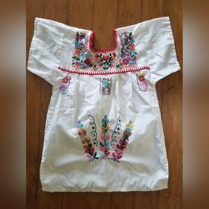 Girls floral Mexican embroidered dress